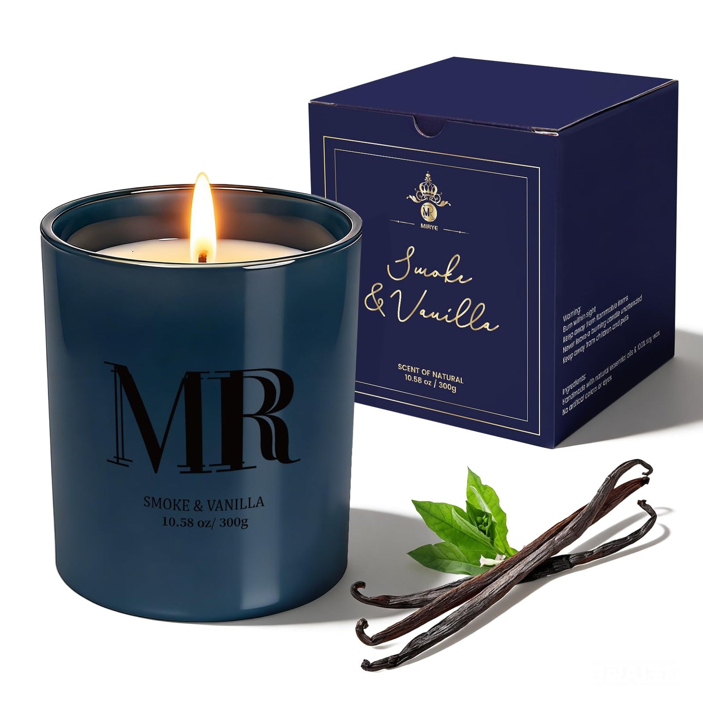 Candles for Men, Smoke & Vanilla Masculine Scented Candle, 10.58oz Natural Soy Wax Candle, 70 Hour Burn Time, Birthday Gifts for Men, Husband, Boyfriend, Dad, Home Fragrance Decor