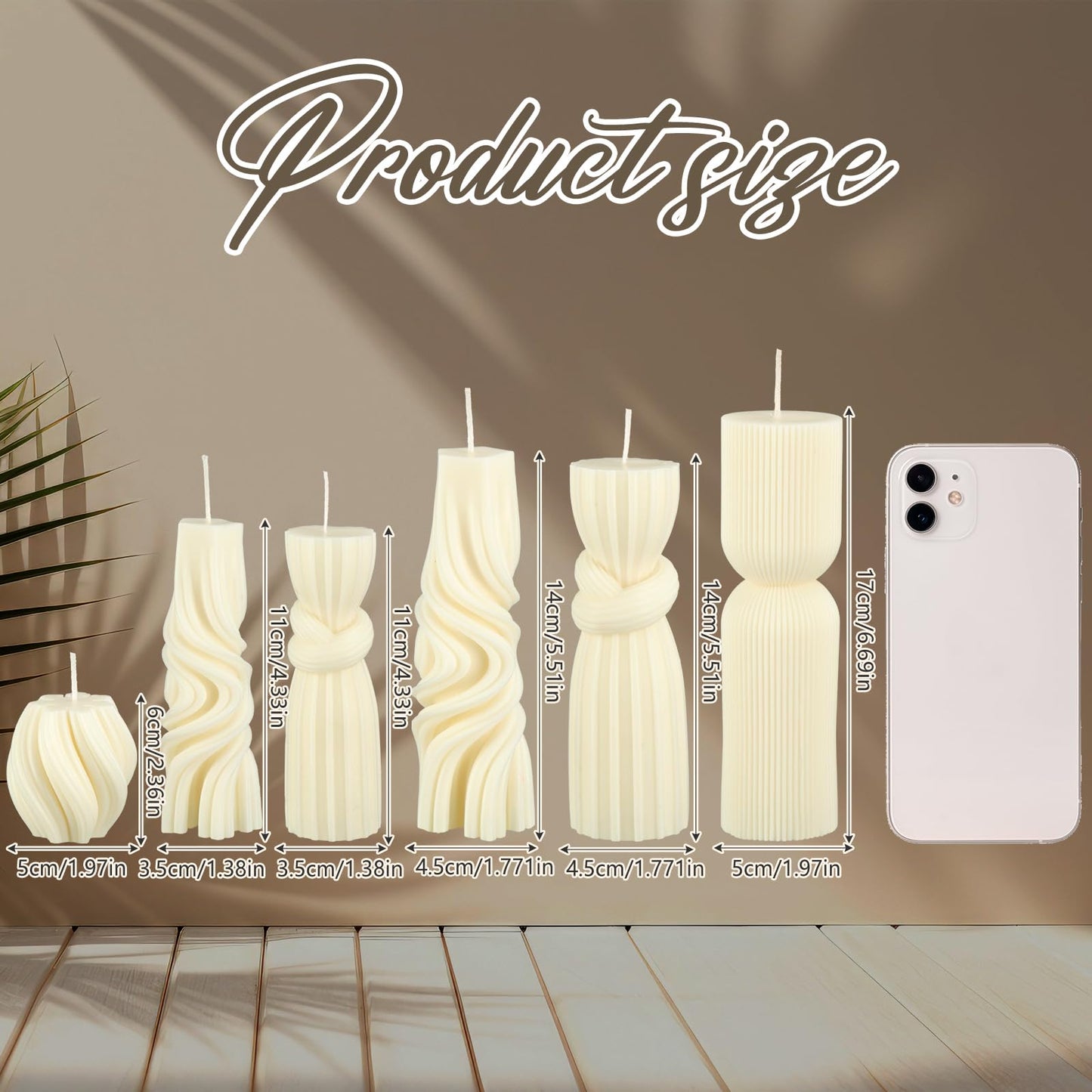 Threlaco 6 Pcs Pillar Candles Decorative Modern Aesthetic Ribbed Candle Set Cute Soy Wax Scented Ribbed Decor Commemorative Gift for Home Decoration(White, 1.97-6.89 Inch)