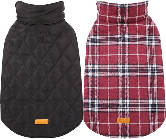 Kuoser Warm Dog Coat, Waterproof Dog Jacket for Extra Large Dogs, Adjustable Durable XXXL Doggie Winter Coat Reversible Puppy Cold Weather Apparel for Large Breed, Red 3XL
