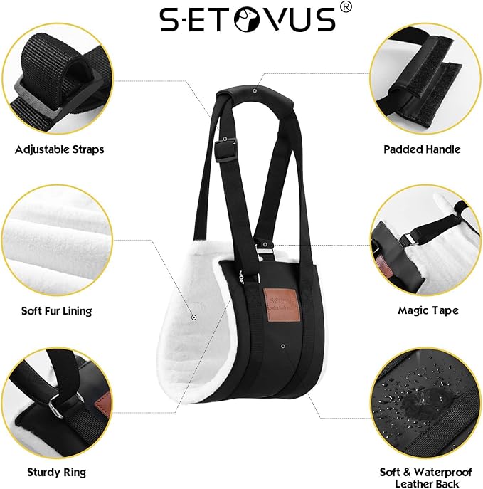 S-ETOVUS Dog Sling for Back Legs, Dog Lift Harness, Magic Tape Dog Sling for Large Dogs Hind Leg Support, Elderly Dog Lifter, Assist Canie Hip Arthritis K9 Cruciate Ligament Rehabilitation (Small)