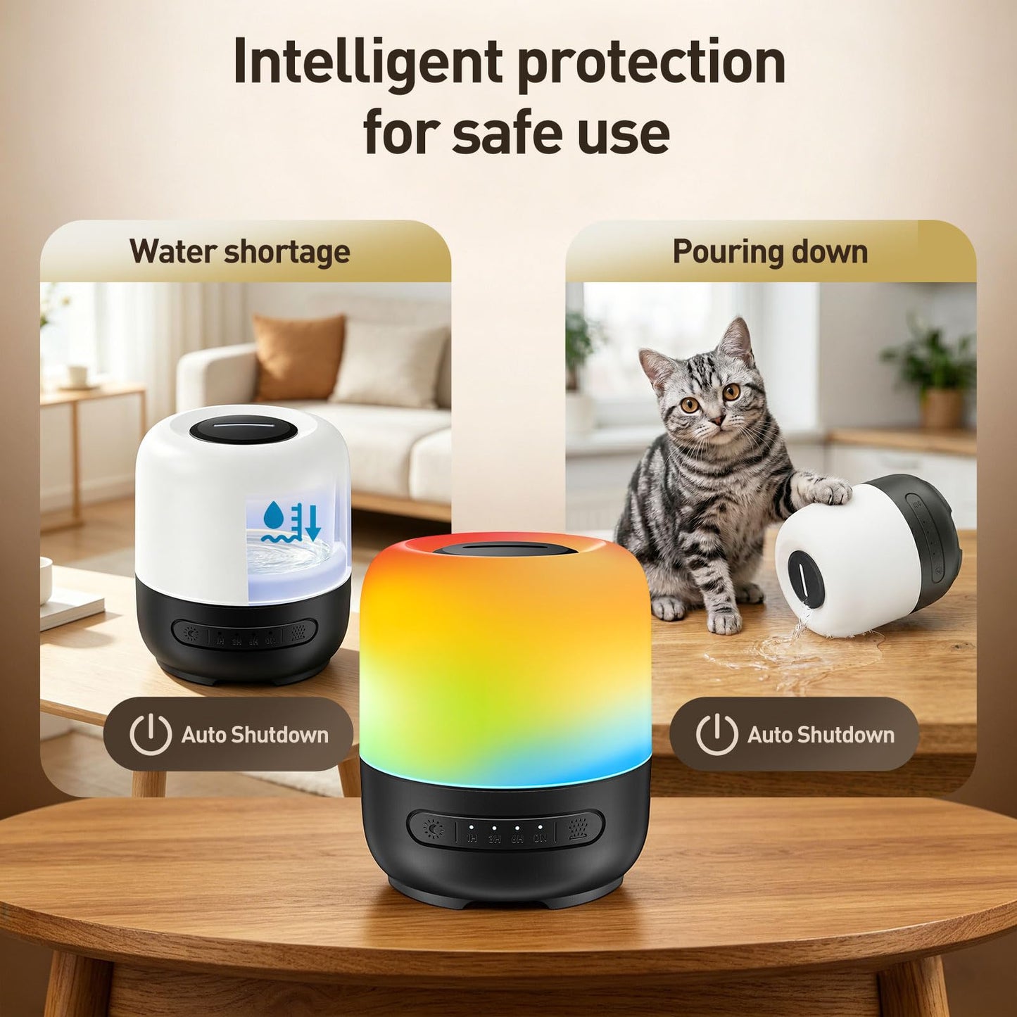 YEADOU Essential Oil Diffuser, 300ml Ultrasonic Aromatherapy Oil Diffuser & Humidifier with 7 Color Night Lights, Quiet 20dB Operation for 12 Hours, for Home, Bedroom, Office (2)