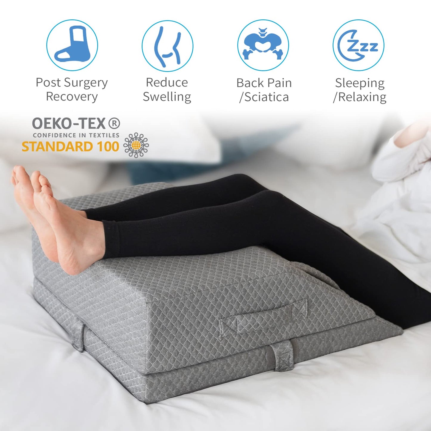 KingPavonini Ankle Foot Ice Pack Wrap and Adjustable Leg Elevation Pillow