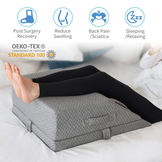 KingPavonini Ankle Foot Ice Pack Wrap and Adjustable Leg Elevation Pillow