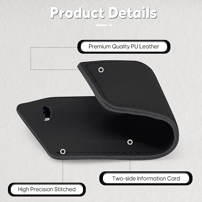 Travelambo 16 Pack Luggage Tags Faux Leather for Suitcases Travel Bag Labels with Protection Cover ID (Black)