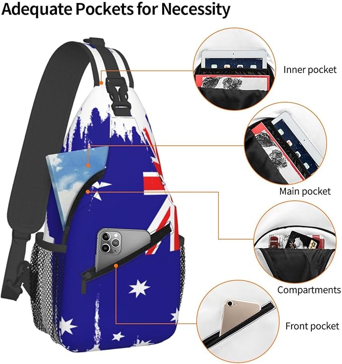Australian Flag Sling Bag Multipurpose Crossbody Sling Backpack Travel Cycling Hiking Shoulder Bag For Women Men