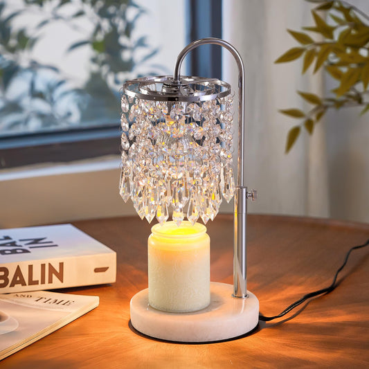 LUBITA Candle Warmer Lamp with Timer Dimmer and 3 Bulbs, Lamp Candle Warmer with Marble Base,Wax Melt Warmer for Jar Candles, Birthday Gifts for Women Mom, House Warming Gifts New Home Decor