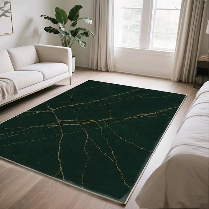 Luxury Marble Rugs - 7x10 Area Rug, Abstract Marble Area Rugs, Modern Art Living Room Rug, Washable & Non Slip Large Rug Home Decor
