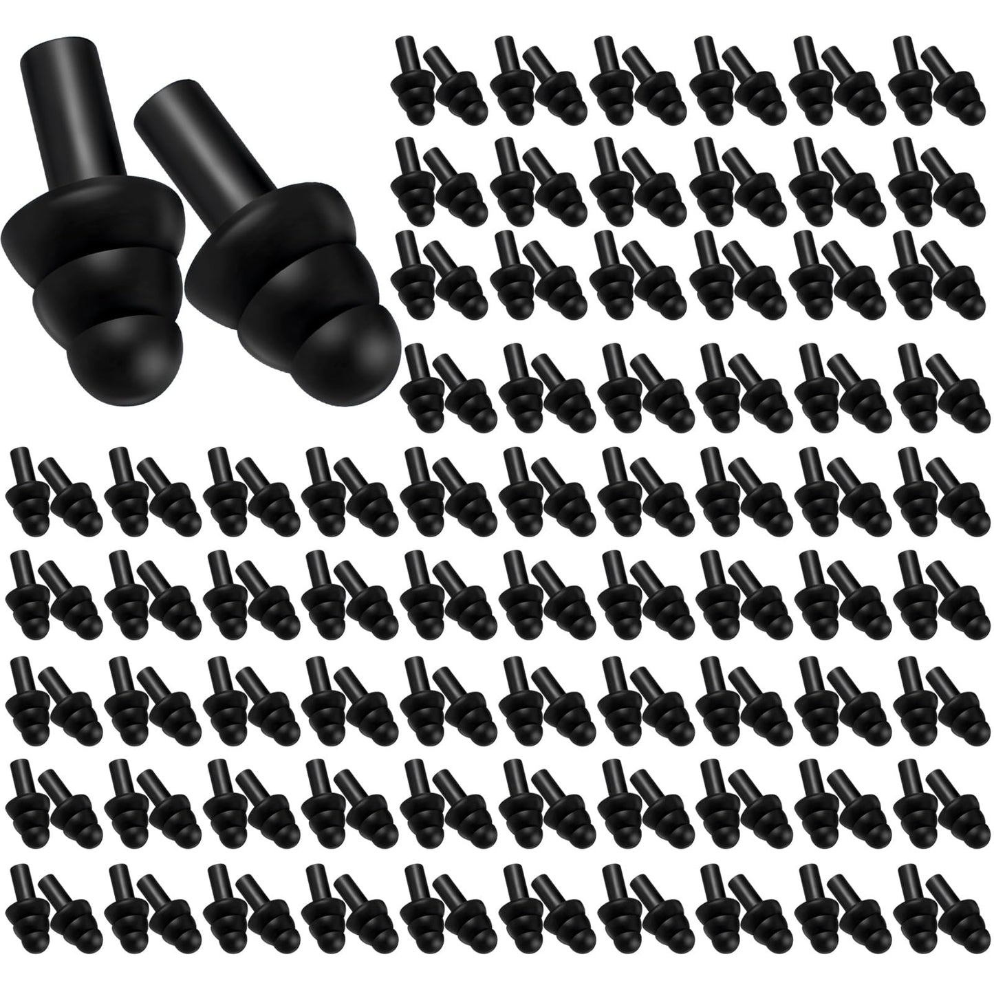 TrelaCo 200 Pairs Silicone Ear Plugs Bulk, Nrr 32db Reusable Waterproof Soft Ear Plugs for Sleeping Noise Music Concerts Hearing Protection Earplugs Swimming Shooting Construction Hunting(Black)