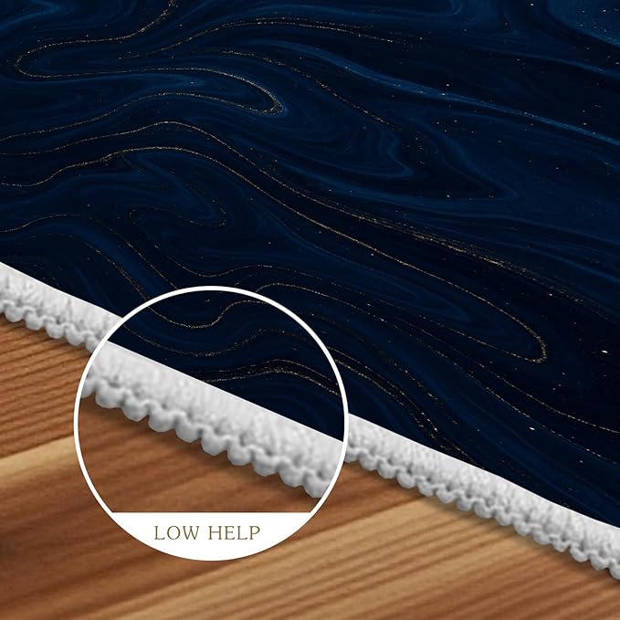 Luxury Marble Rug - 6x9 Area Rugs, Navy Blue Marble Kids Rugs, Modern Abstract Area Rug, Washable & Non Slip Large Rug Home Decor