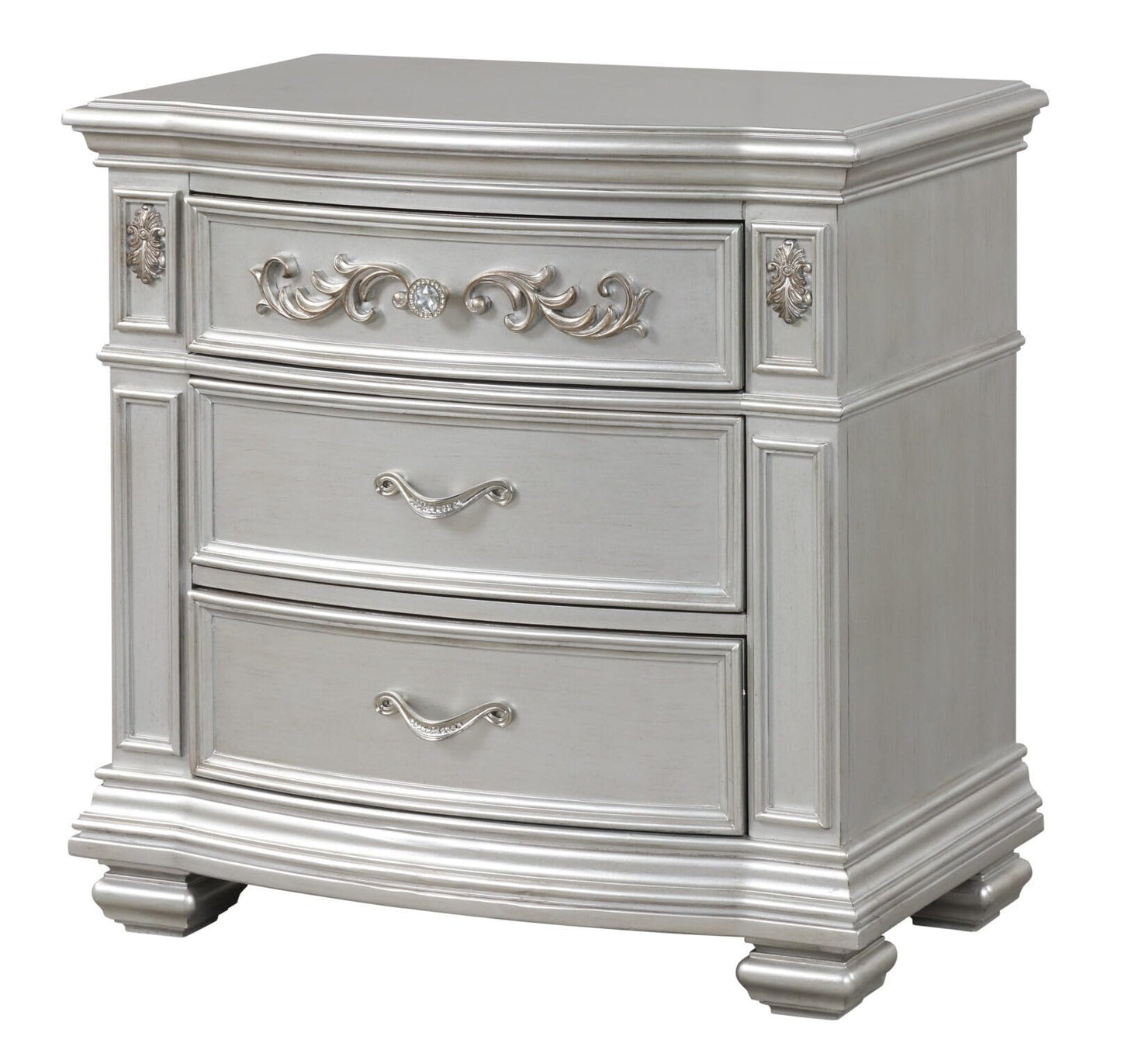 First of a Kind Valentina Silver Queen 4 Piece Bedroom Set