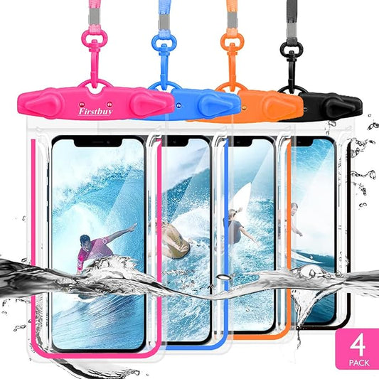 Universal Waterproof Phone Pouch - 4 Pack Phone Waterproof Pouch for iPhone 17 16 15 14 Pro Max Galaxy S24 Up to 7.2", IPX8 Waterproof Phone Case with Lanyard for Beach, Surfing, Snorkeling, Swimming