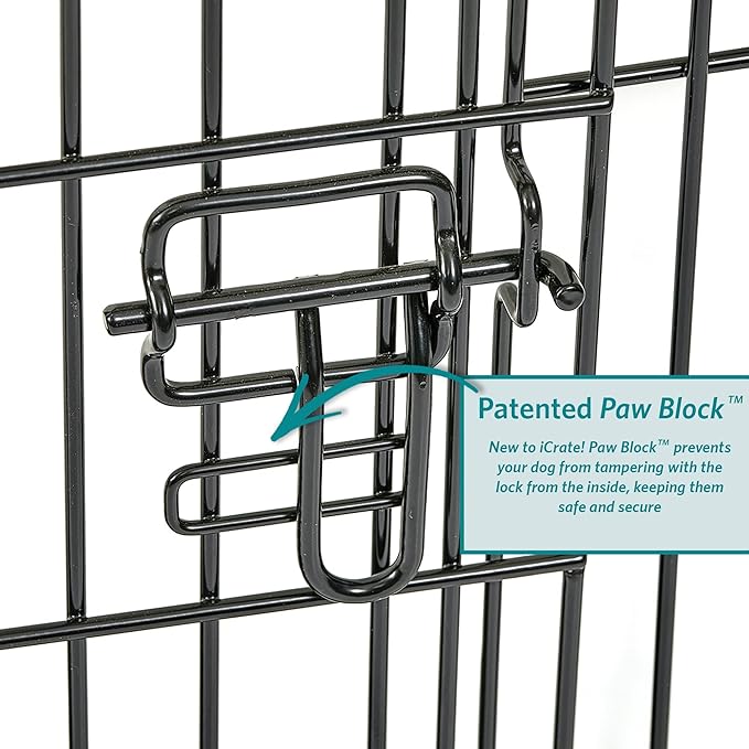 MidWest Homes for Pets 42-Inch Two-Door iCrate Folding Dog Crate with Divider Panel, Leak-Proof Tray & Secure Latches – Metal Wire Kennel for Large Breeds – Portable, Durable & Easy to Assemble