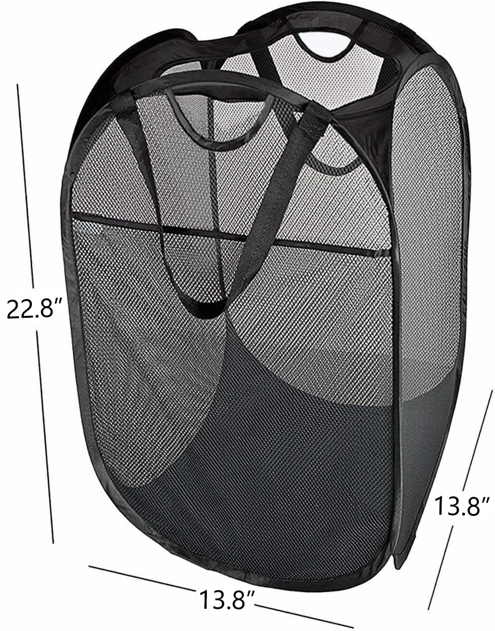 2 Pcs Strong Mesh Pop up Laundry Hamper,House Again Collapsible Laundry Basket with Durable Handles Solid Bottom High Carbon Steel Frame, Space-Saving, Easy to Open and Fold Flat for Storage(Black)