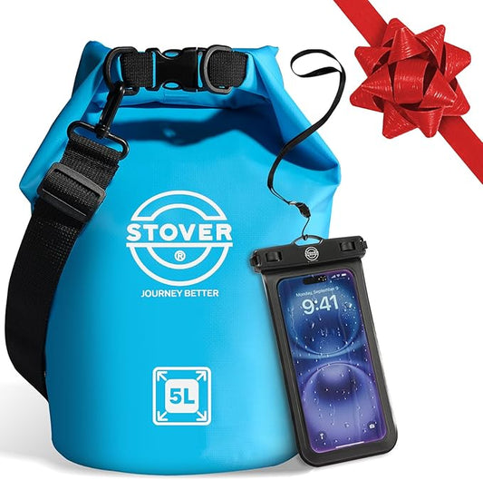 STOVER 5/10/25/30/40/55L Waterproof Dry Bag- Roll-Top Backpack w/Phone Case- Kayaking, Hiking, Camping, Boating- Men/Women