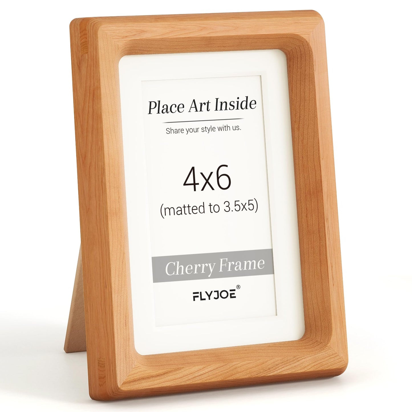 4x6 Picture Frame, USA-Sourced Cherry Wood Frame Matted to 3.5x5 Photos