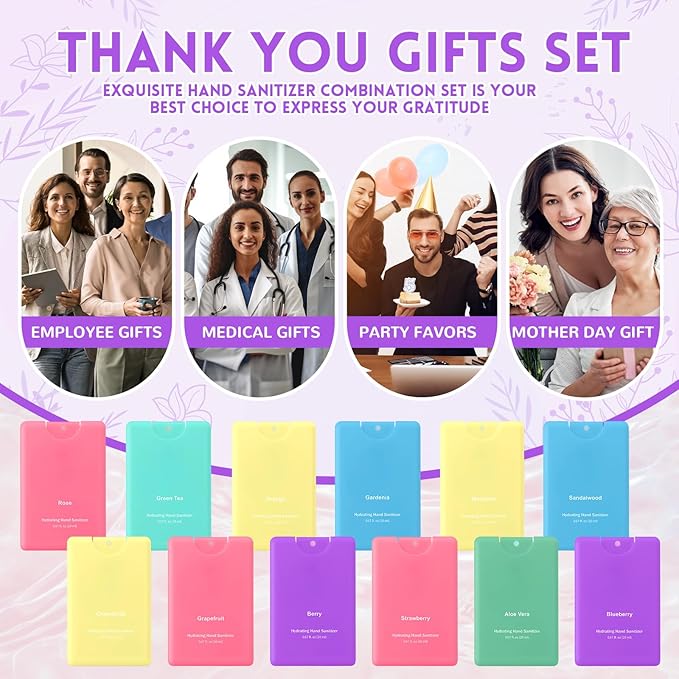 Frienda 48 Pcs Hydrating Hand Sanitizer Spray Bulk 2026 New Year Gift Travel Size Power Mist Portable Hand Sanitizer Spray Appreciation Gift for Women Men Teacher Staff Birthday Party Favor