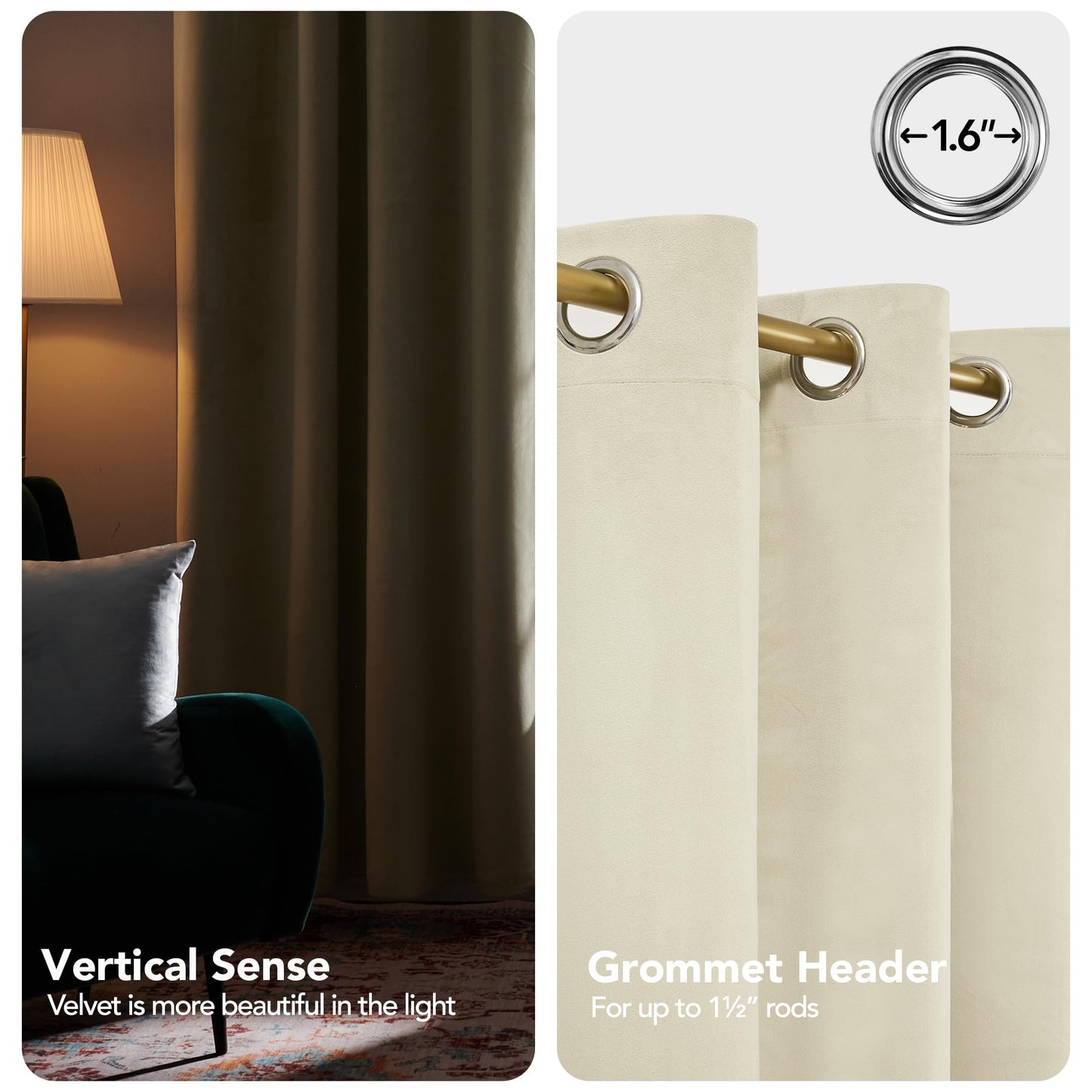 Deconovo 100% Blackout Curtains for Bedroom 63 Inch Length 2 Panels Set, Light Beige, Window Curtain Drapes with Microfiber Coating Grommet Thermal Insulated Living Room 52 Inch Wide