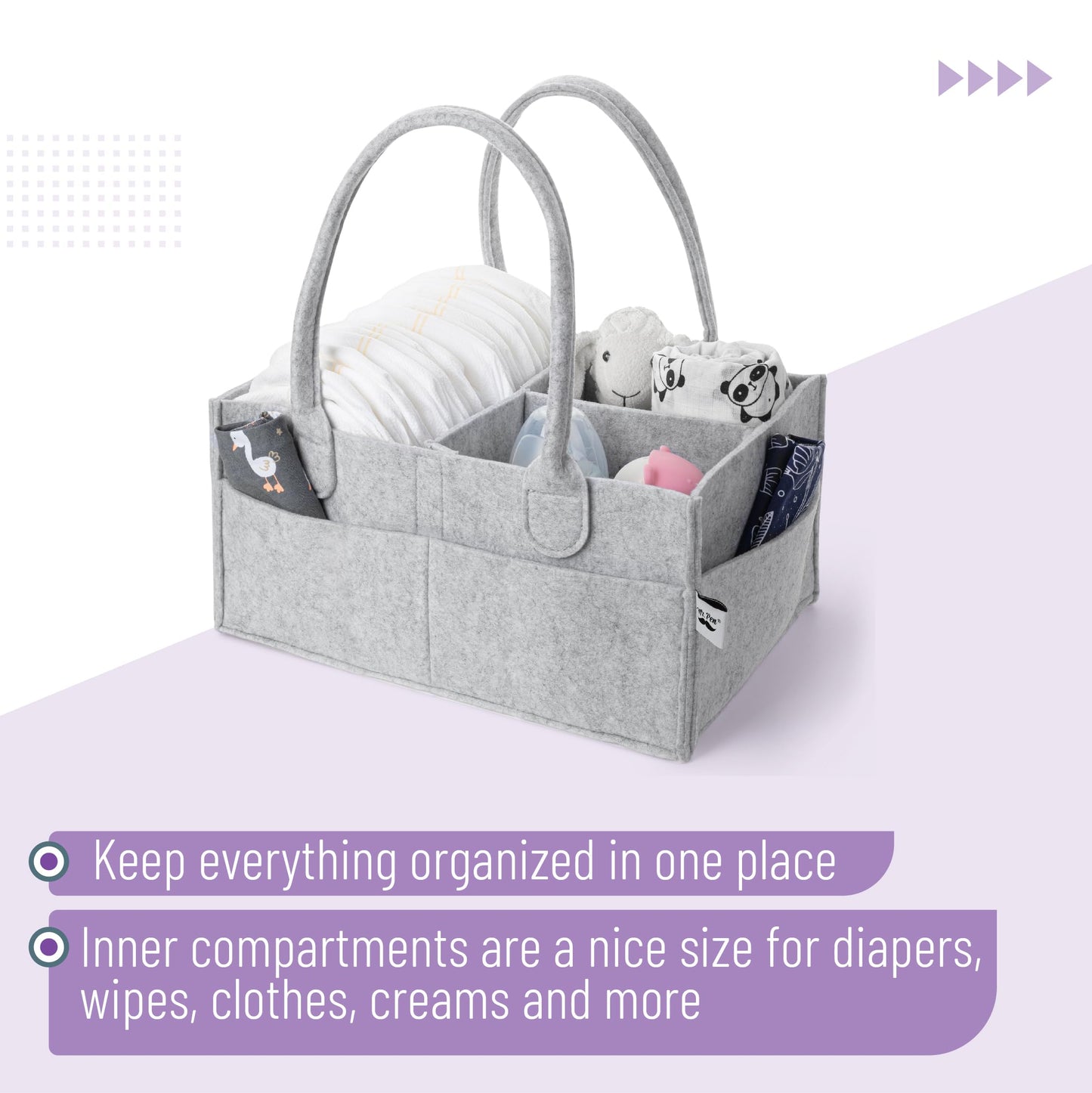 Mr. Pen- Baby Diaper Caddy Organizer, Gray, Medium