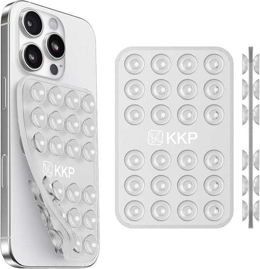 KKP Classic MAX - Silicone Suction Phone Case Adhesive Mount - Hands-Free, Strong Grip Holder for Selfies and Videos - iPhone and Android Compatible - 2.6″ x 3.9″