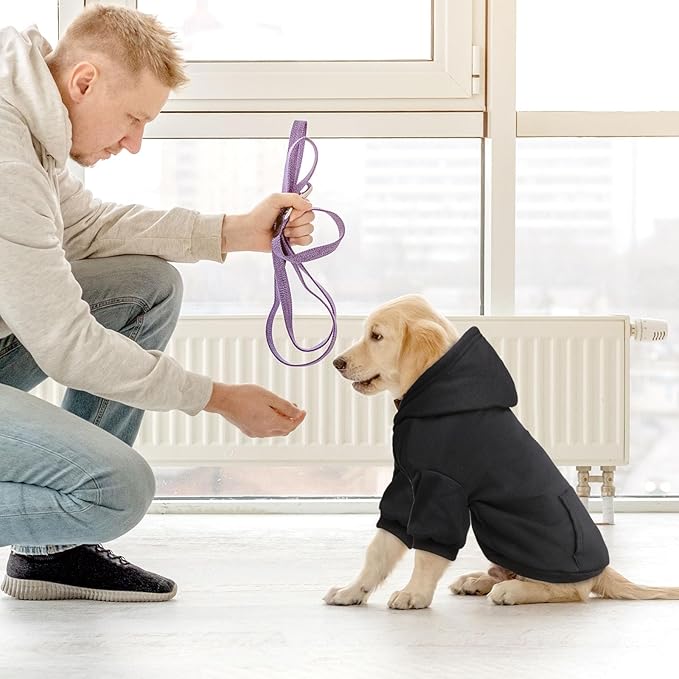 Dog Sweaters for Small Dogs,Dog Hoodie Fleece Pet Sweater Soft Clothes Sweatshirt with Pocket Pet Hoodie for Small Dogs Puppy Sweater(Black&XS)