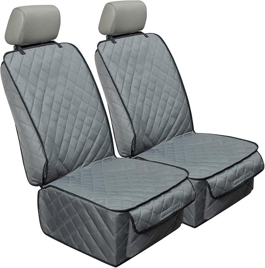 HAPYFOST Waterproof Front Seat Cover Dog Car Seat Covers Nonslip and Full Protection with Side Flaps Fits Most Cars, Trucks, SUVs(Grey, 2Pack)