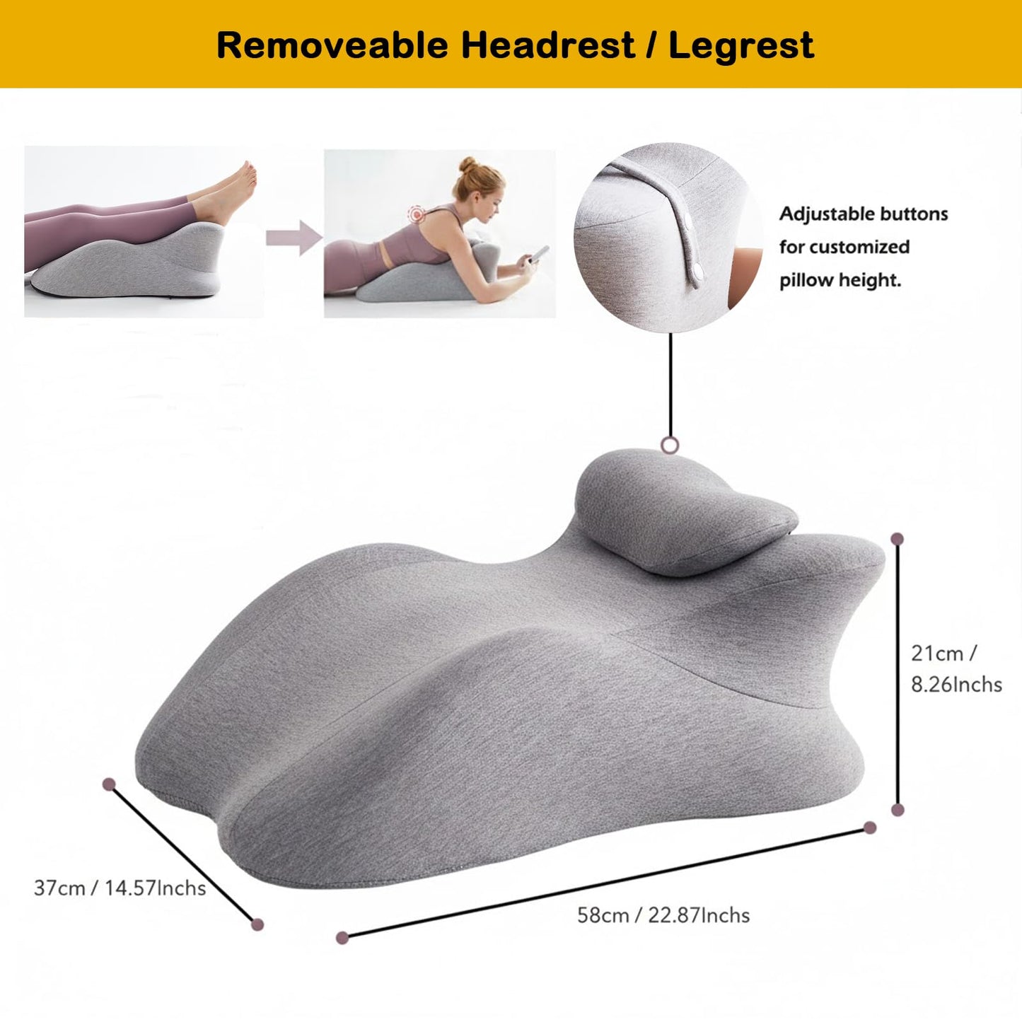 StarAneer Memory Foam Ergonomic Wedge Pillow & Reading Pillow – Orthopedic Support for Neck, Back & Legs – Ideal for Sleeping, Elevating & Pressure Relief – Removable Washable Cover