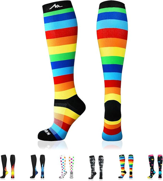 NEWZILL Medical Compression Socks for Women & Men, 20-30 mmHg Knee-High Support for Circulation, All-Day Comfort for Work Travel Running Cycling and Fitness