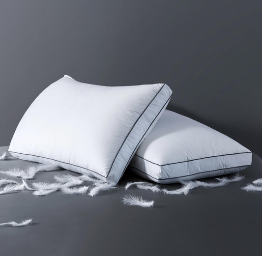ELNIDO QUEEN Goose Feather Down Fiber Pillows Queen Size Set of 2, Luxury Hotel Collection Bed Pillows for Sleeping, Down Surrounded Pillows 2 Pack, Soft ＆ Fluffy for Side, Back Sleepers 20x30 in