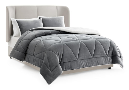 UGG Nita Full/Queen Comforter Set with 2 Pillow Shams Plush Down Alternative Bedding, Soft Warm Fluffy Comforter, Hypoallergenic & Breathable, Reversible 3 Piece Bed Set, Full/Queen, Seal Grey