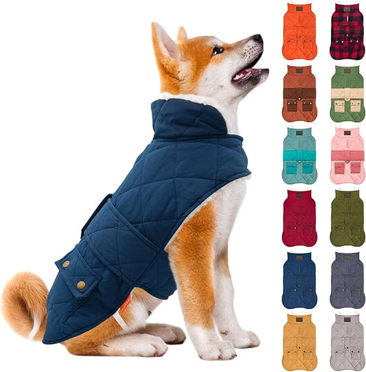 KYEESE Dog Coat Soft Pet Sweater for Cold Weather Warm Pet Winter Coat with Leash Hole Waterproof Dogs Jacket with Fleece Lined Thick Pets Clothes with Pocket Windproof Dog Puffer Coats for Small Dogs
