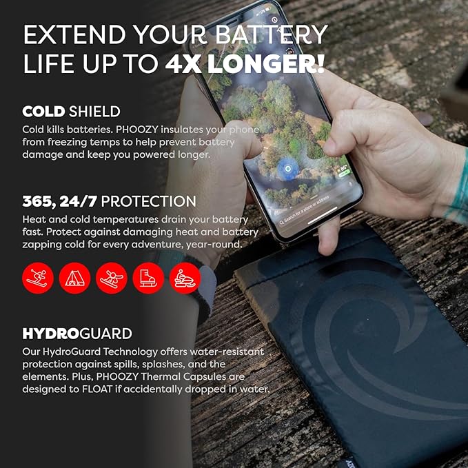 PHOOZY Apollo II Thermal Phone Case Cold Weather Insulated Pouch | Extends Battery Life 4X | NASA Tech Skiing Snowboard Accessories | Military Grade | Medium - Black