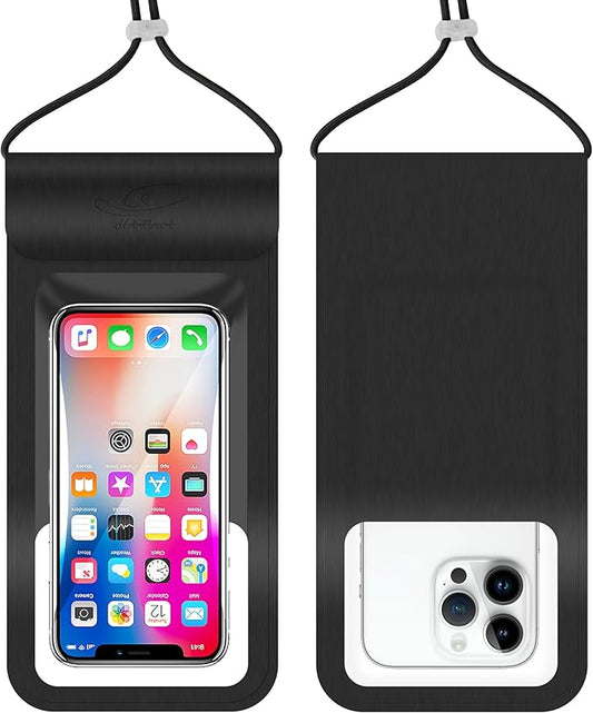 HiRui Universal Waterproof Phone Pouch with Touch Screen, IP68 Waterproof Phone Case Dry Bag for Beach, Compatible with iPhone 16/15/14/13/12/XR/SE, Samsung Galaxy, Fits up to 6.1" (Black, Large)