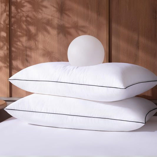 AQUZIN Feather Down Pillows Queen Size Set of 2, Luxury Hotel Collection Bed Pillow for Sleeping, 2 Pack, Fluffy Plush for Side, Back Sleepers Medium Firm, 20x30 in.
