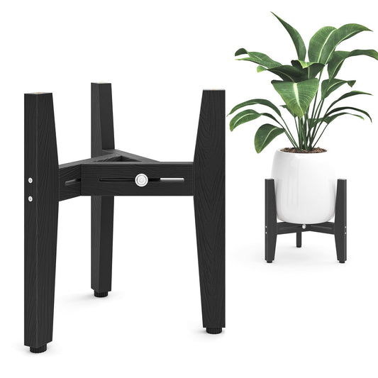 LUE BONA HDPS Plant Stand Indoor Outdoor, Adjustable Mid Century Modern Stand for Plants 8-12 Inch Pots, Black