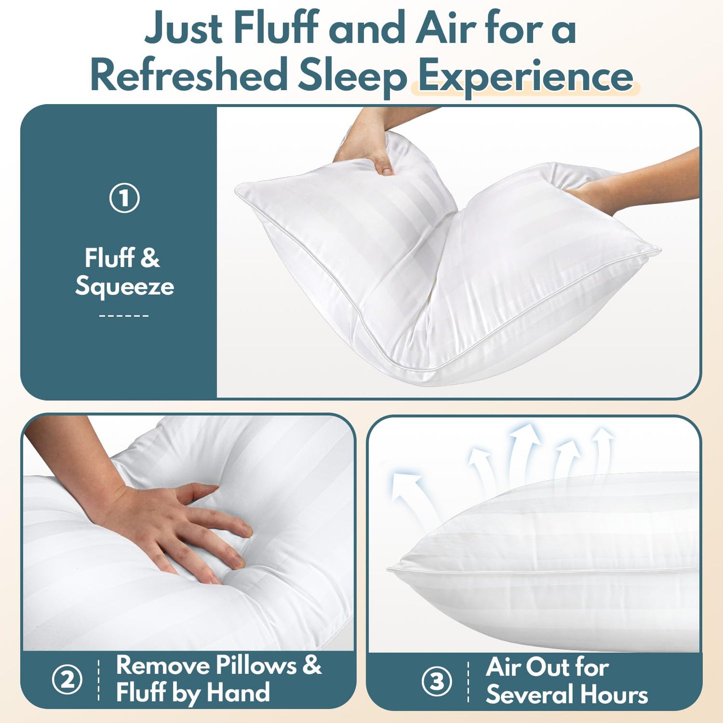 HEYCUZI King Size Bed Pillows Set of 2 - Breathable Premium Down Alternative Pillows for Side, Back, and Stomach Sleepers Hotel Quality Fluffy Soft Cooling Microfiber Fill Skin-Friendly