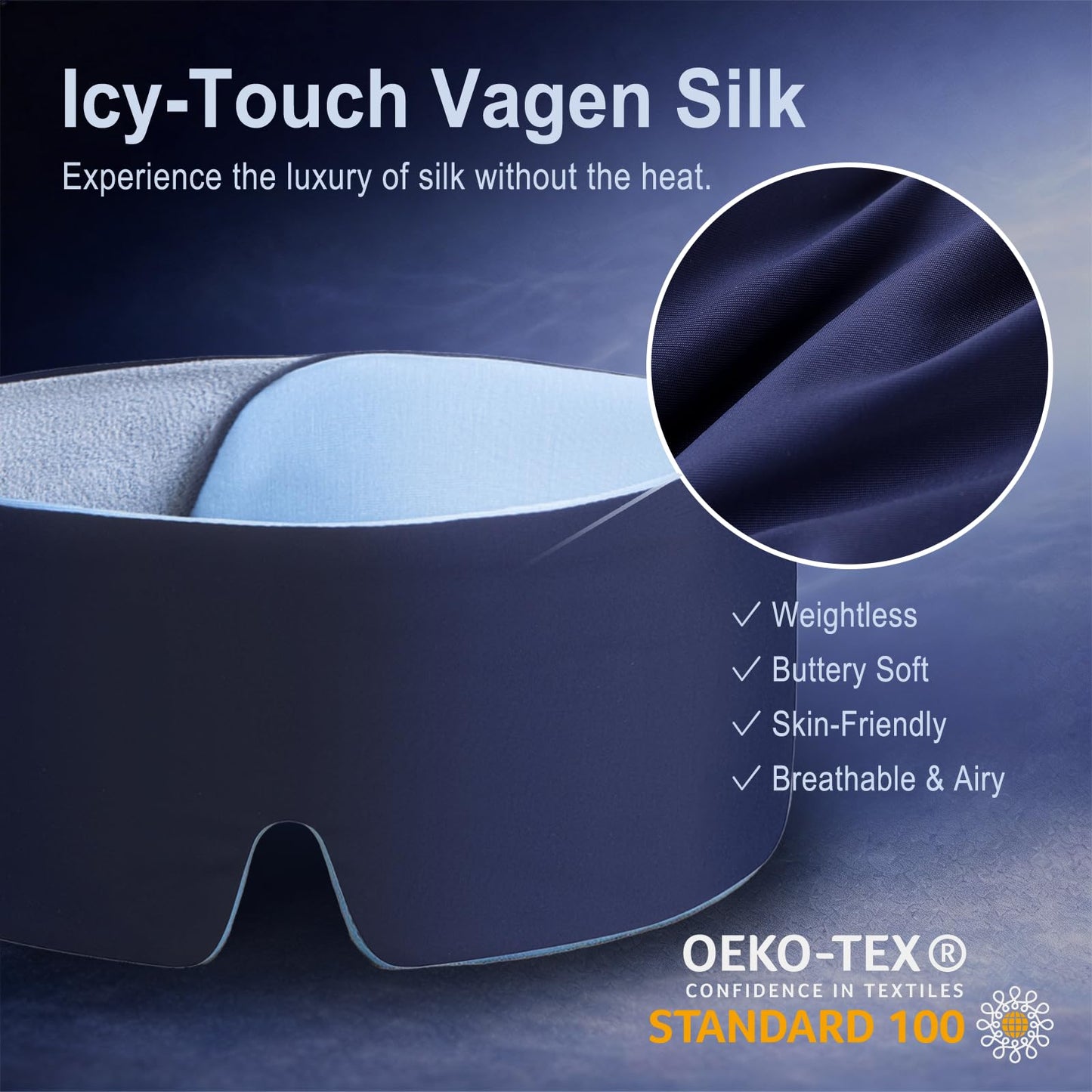 TongTuo Sleep Mask for Men, Blackout Eye Mask for Sleeping, Hypoallergenic Ultra-Lightweight Full Coverage Blindfold with Quiet Adjustable Strap, Reversible & Cooling – for Airplane Travel