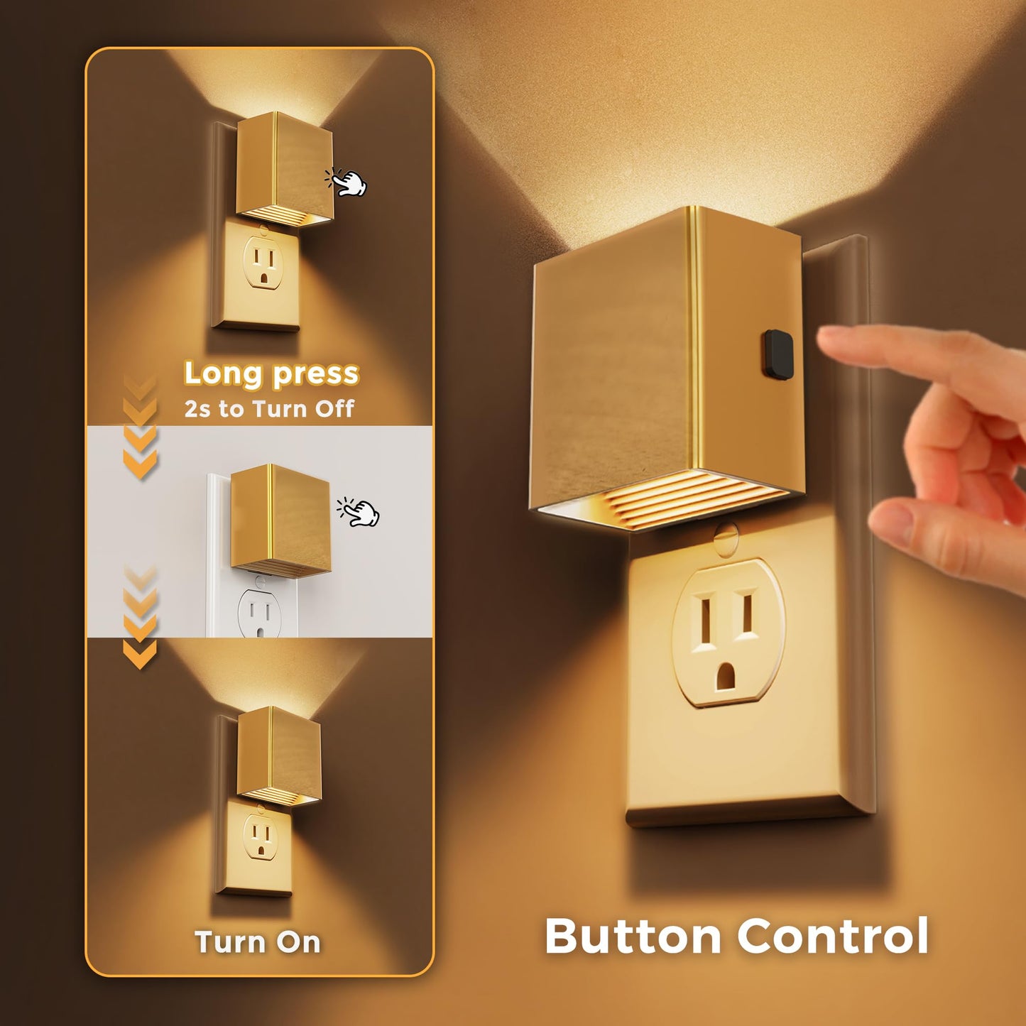 L LOHAS LED [4-PACK] Night Lights Plug into Wall, Dusk to Dawn Sensor, 3000K Warm White, Brightness Adjustable, Modern Home Decor Nightlight for Bathroom Hallway Kitchen Bedroom