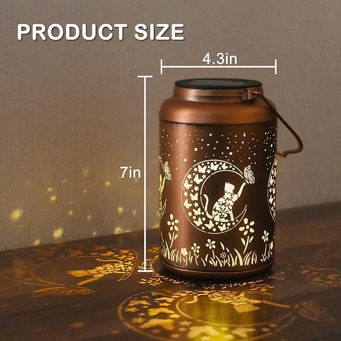 Christmas Gifts for Women Men Mom, Cat Solar Lights Outdoor Waterproof, Mothers Day Gifts Decorations Outside for Yard, Lawn, Balcony Garden Decor Solar Lantern
