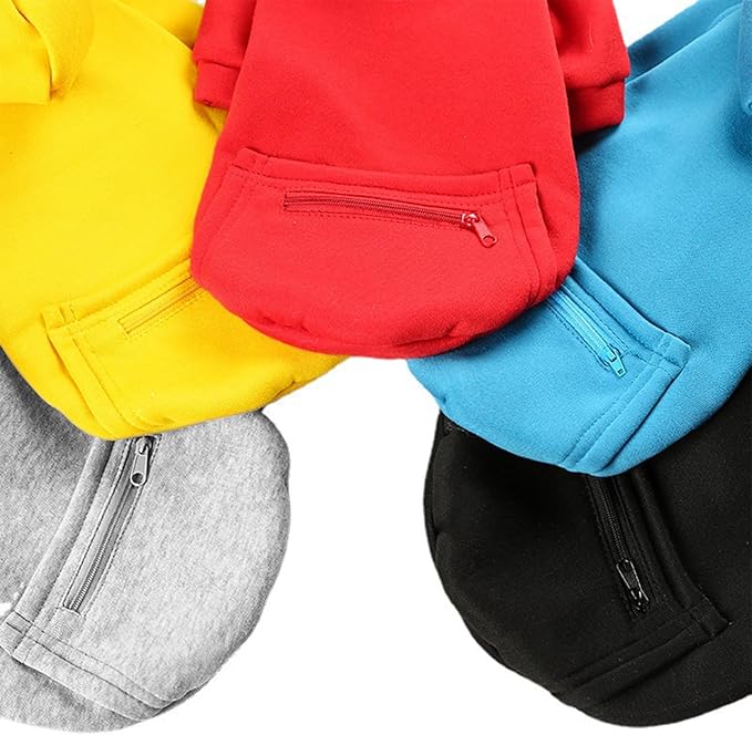Jecikelon Winter Dog Hoodie Sweatshirts with Pockets Warm Clothes for Small Dogs Chihuahua Coat Puppy Custume Clothing (X-Small, Y02-Blue)