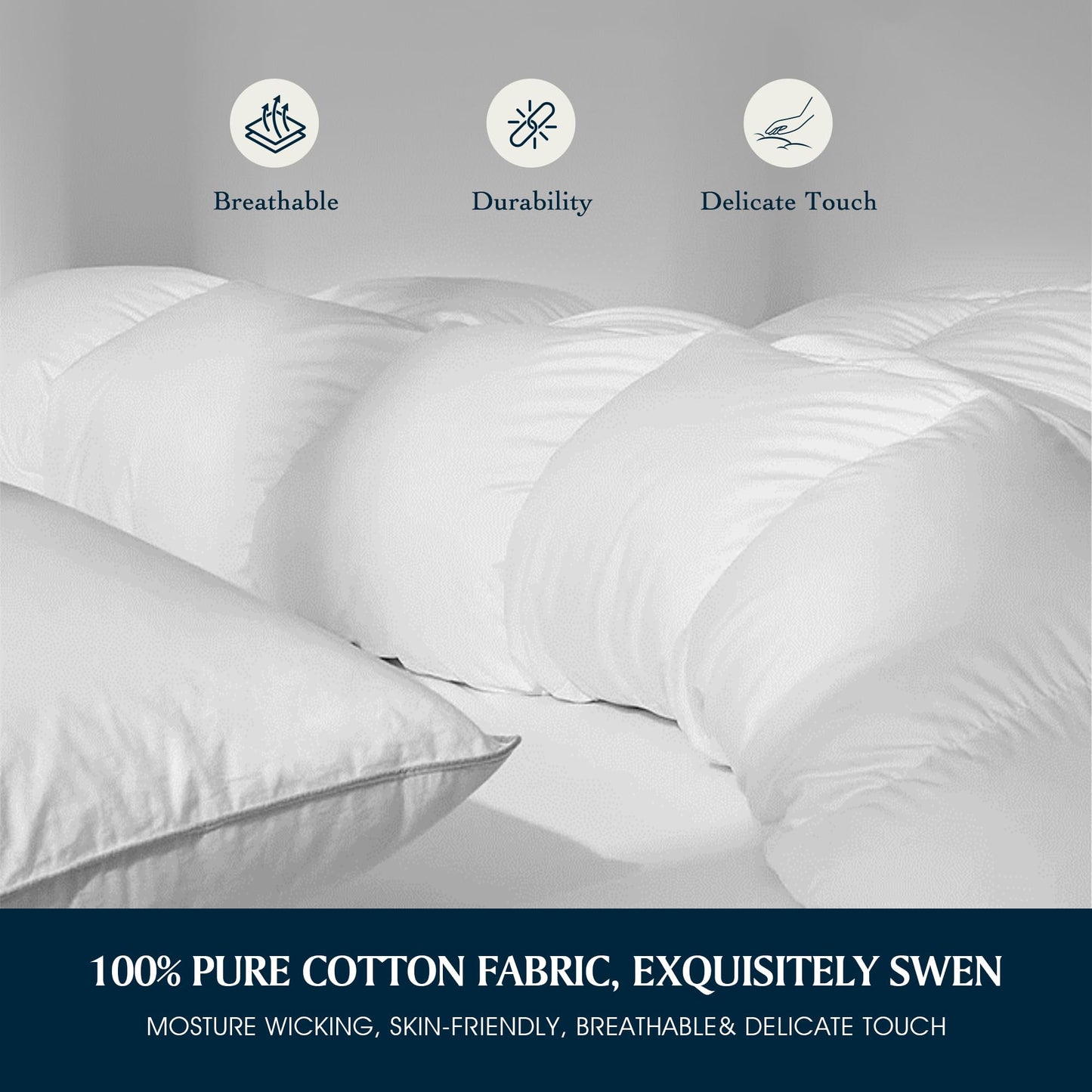 Serta Goose Feather Down Fiber Comforter King Size - 100% Cotton Cover Duvet Insert - Hotel Luxury Hypoallergenic Bedding Comforter Light Warmth 106 x 90 Inch White
