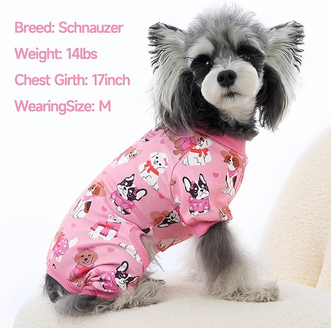 XPUDAC 4 Pack Dog Pajamas Cute Soft Dog Clothes for Small Medium Dogs Boy Girl Stretchy Pjs Jammies Outfit Puppy Onesies, X-Large
