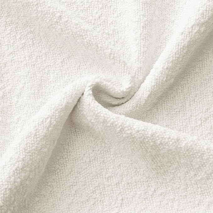 ANRODUO Pack of 2 Textured Boucle Throw Pillow Covers Soft White Euro Decorative Accent Solid Pillow Cases Cozy Modern Couch Cushion Case for Chair Sofa Bedroom Living Room Home Decor, 24 x 24 Inch