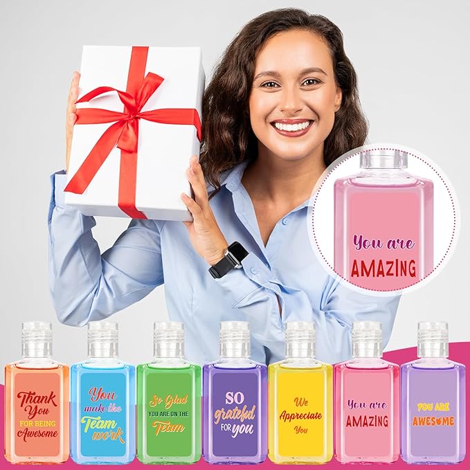 50 Pcs Thank You Mini Hand Sanitizer Bulk Employee Appreciation Gift Inspirational Small Hand Sanitizer 1fl oz Travel Size Hand Soap for Team Coworker Friends Teacher Christmas Valentine (Colorful)