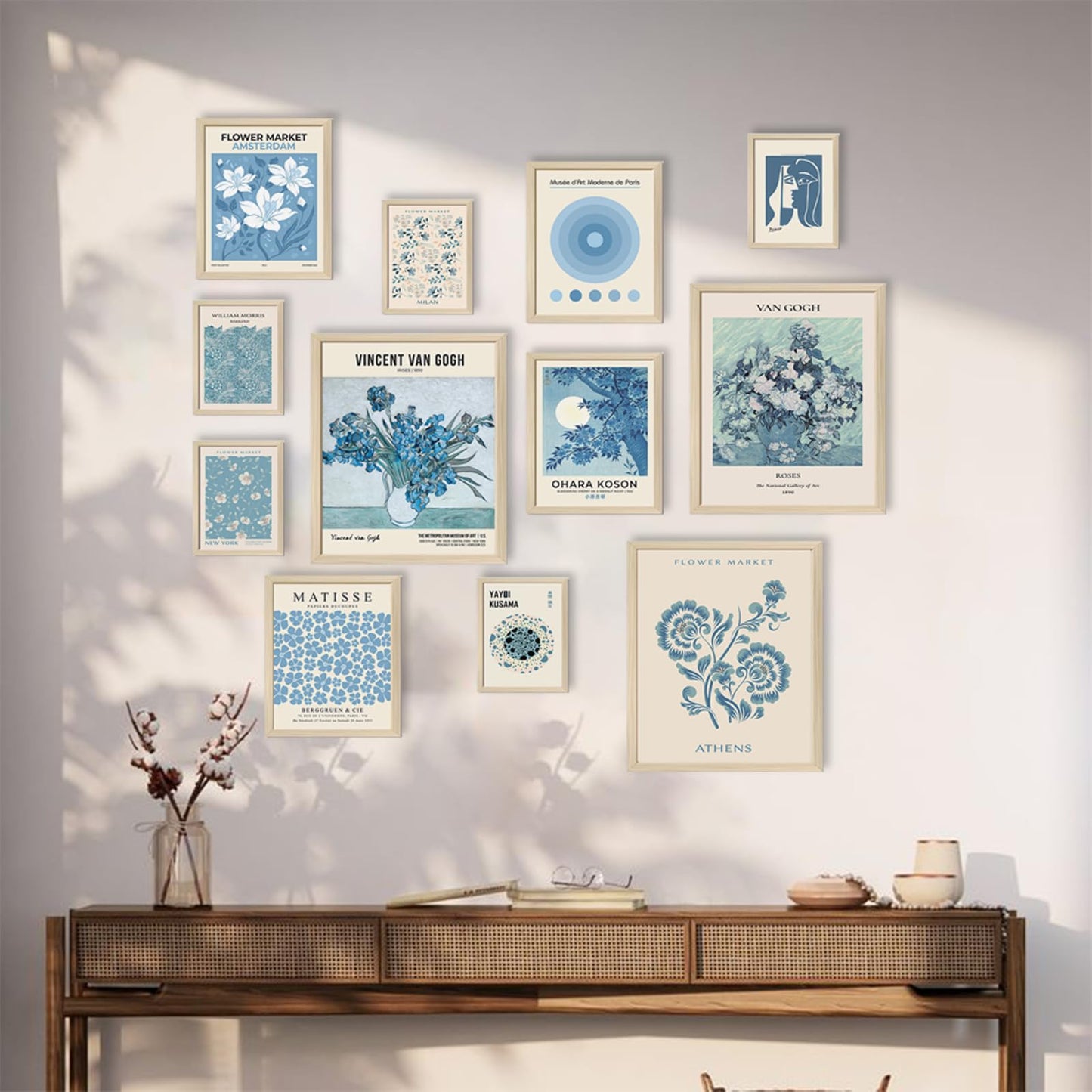 Aroutde Light Blue Wall Art Matisse Modern Wall Decor Coquette Aesthetic Blue Pictures Canvas Gallery Prints For Living Room Bedroon Dorm Set of 12 (Unframed)