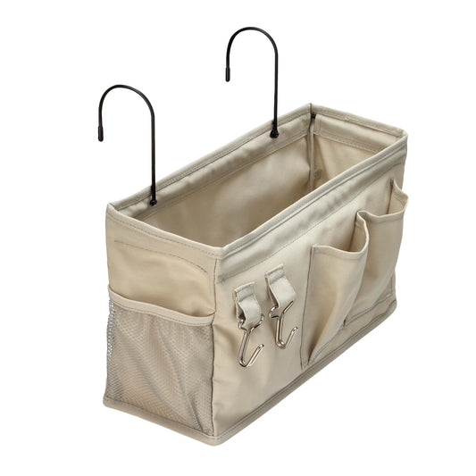 Amazon Basics Bedside Caddy Hanging Storage Organizer for Phone and Bedside Essentials, 4.72 x 14.57 x 7.87 in, Dark Grey Linen