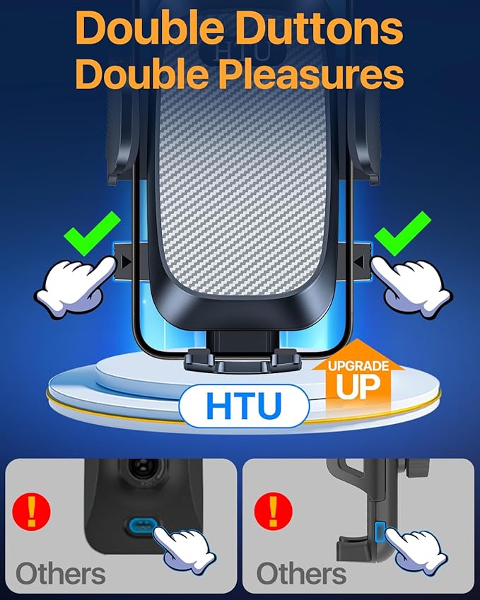 2026 Ultimate Best【True Military-Grade & Safety Cert】Car Phone Holder HTU【Upgraded 5-in-1 & 100+LBS Strongest Suction】360 Rotation Truck Windshield Dashboard Vent Mount Stand for iPhone Android, Grey