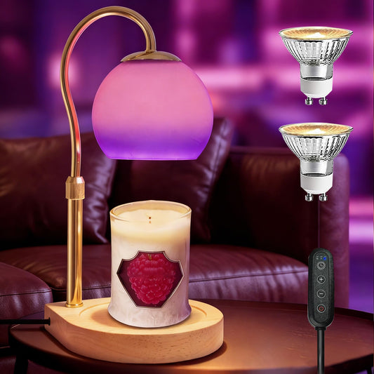 DALUXshop Candle Warmer Lamp with Timer 2H/4H/8H, Adjustable Height Dimmable Candle Lamp with 2 Bulbs, Wax Melt Warmer for Jar Candles, House Warming, Home Decor, Christmas Gifts for Women Mom(Purple)