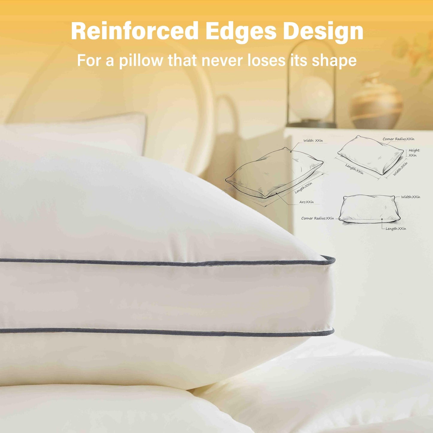 INSPIRE CRAFTER Goose Down Pillows for Neck Pain - Perfect Balance of Softness and Support, Relief for Side and Back Sleepers, Gusseted Pillow, Hotel Down Pillows Queen/Standard Size Set of 2