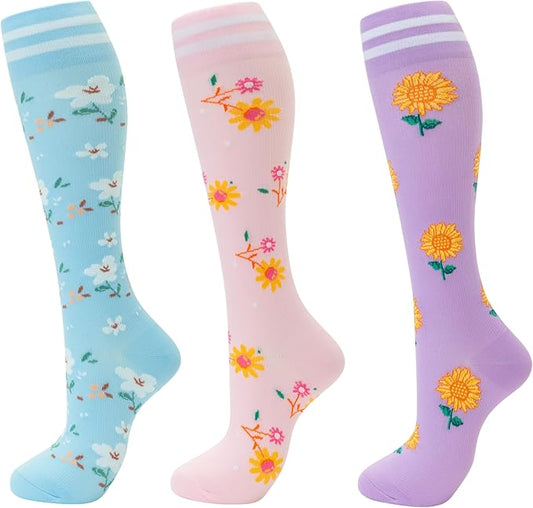 fenglaoda Compression Socks for Women Men 3 Pairs Graduated Compression Support Circulation Socks for Nurses