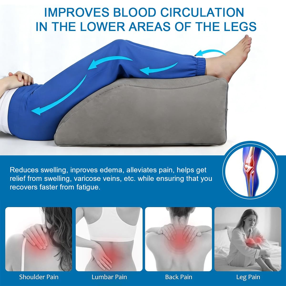 Gihunk Leg Elevation Pillows for After Surgery, Inflatable Leg Elevation Wedge Pillow for Sleeping, Portable Leg Wedge Pillow for Swelling, Leg Pillow for Knee Surgery Recovery
